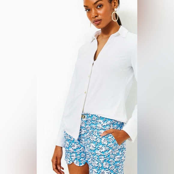 Lilly Pulitzer Pants - NWT NIB 5" Lilly Pulitzer Shorts Buttercup MidRise Blue Palm Beach Petals 16